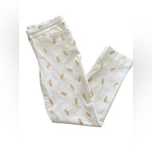 Chico's Cream and Gold Pineapple Print Cropped Pants
